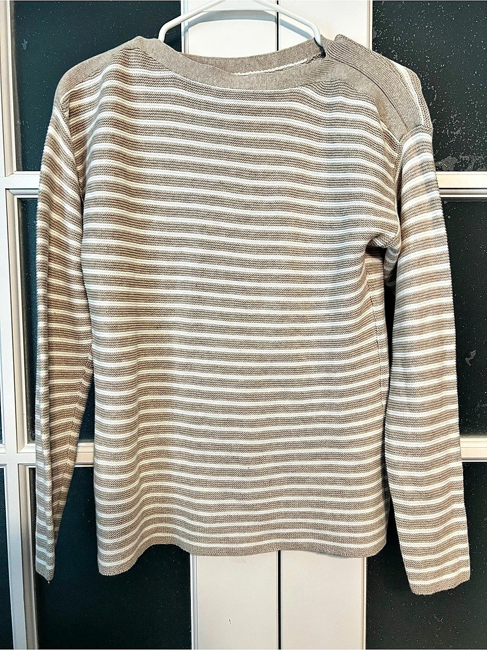 vineyard vines Striped Cotton Crewneck Sweater Brown & White XXS